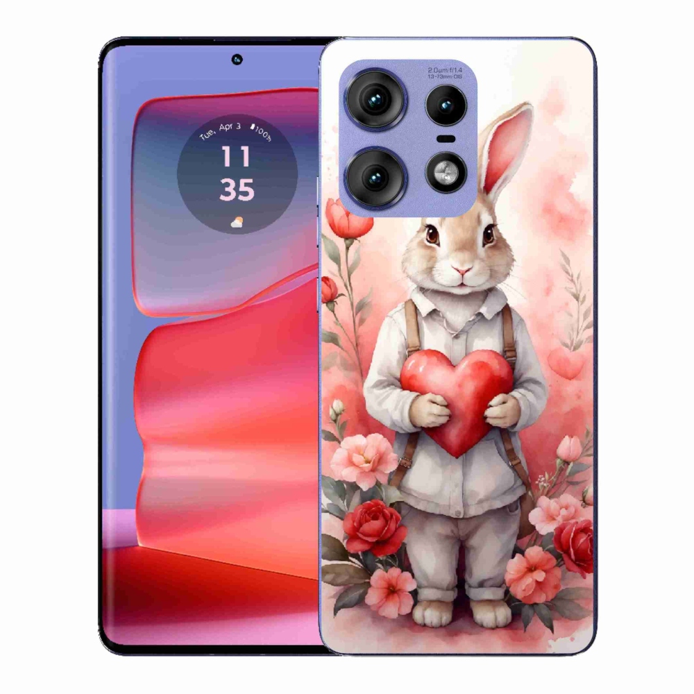 Gelový kryt mmCase na Motorola Edge 50 Pro - zajíc se srdíčkem