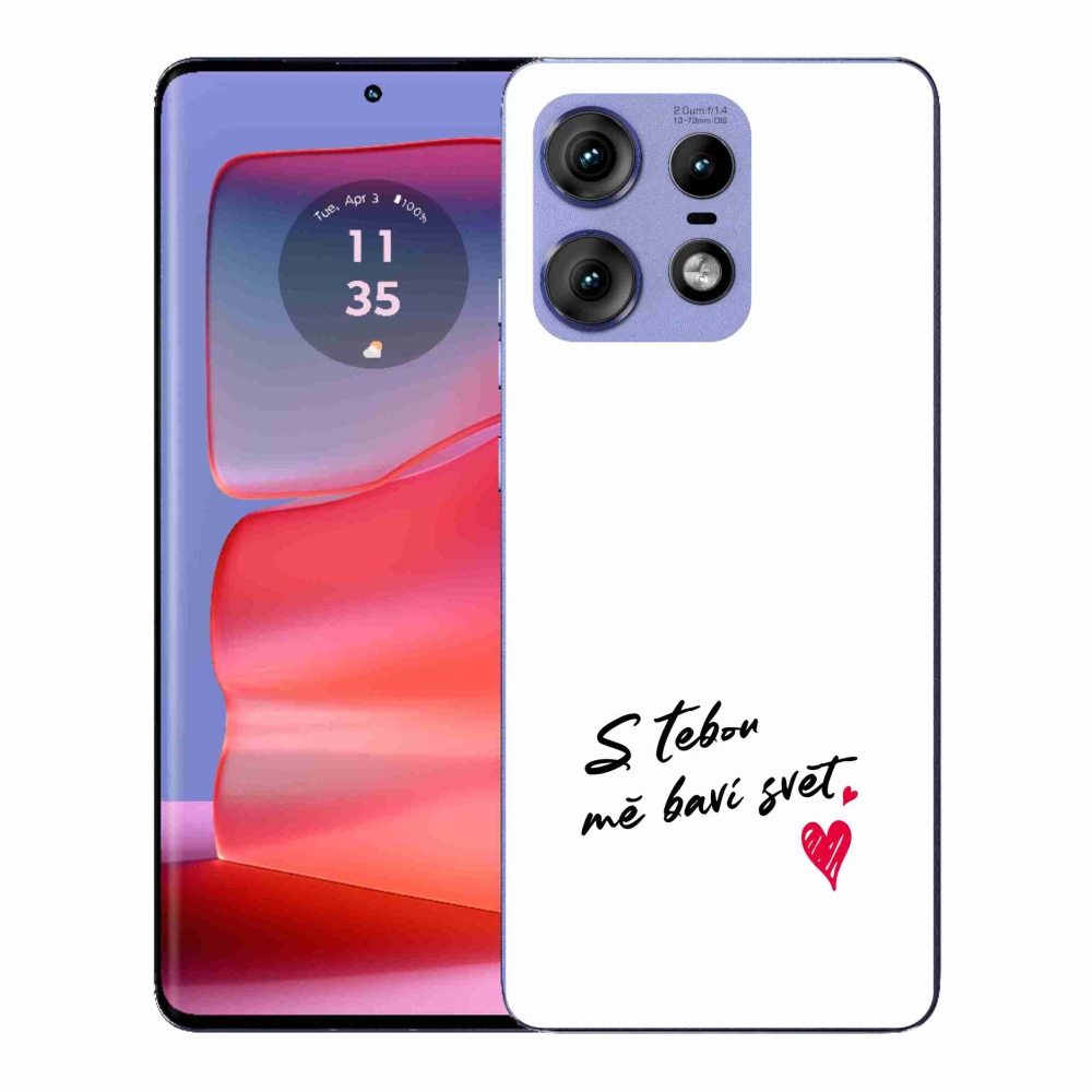 Gelový kryt mmCase na Motorola Edge 50 Pro - zamilovaný text 1 bílé pozadí
