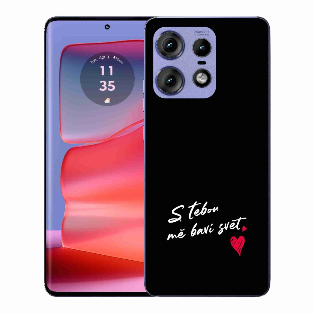 Gelový kryt mmCase na Motorola Edge 50 Pro - zamilovaný text 1 černé pozadí