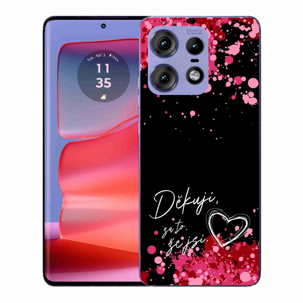 Gelový kryt mmCase na Motorola Edge 50 Pro - zamilovaný text 2 černé pozadí