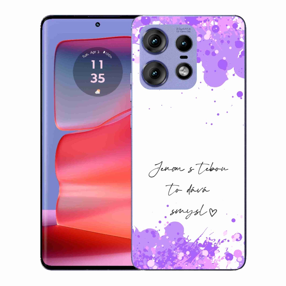 Gelový kryt mmCase na Motorola Edge 50 Pro - zamilovaný text bílé pozadí