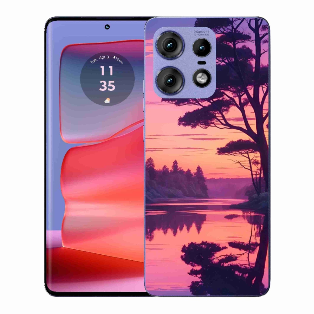Gelový kryt mmCase na Motorola Edge 50 Pro - západ slunce nad jezerem