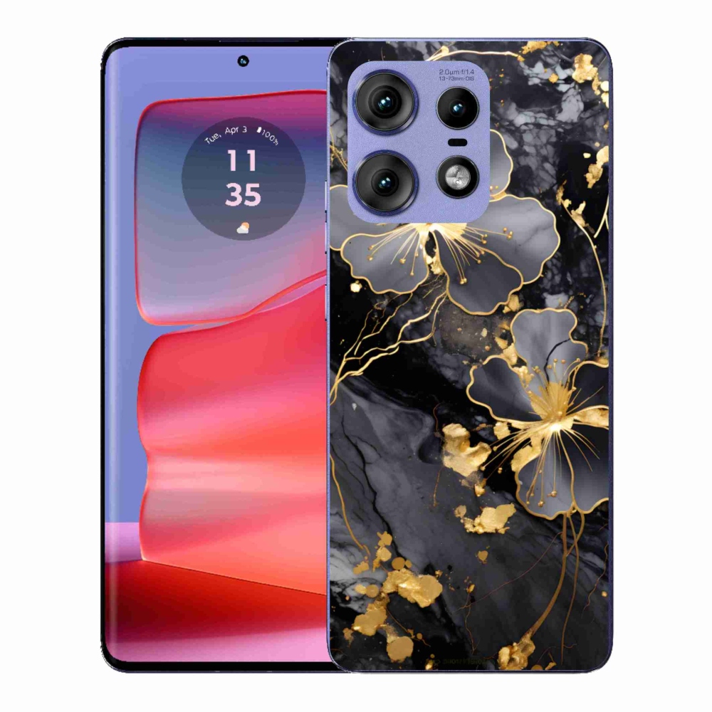 Gelový kryt mmCase na Motorola Edge 50 Pro - zlaté květy