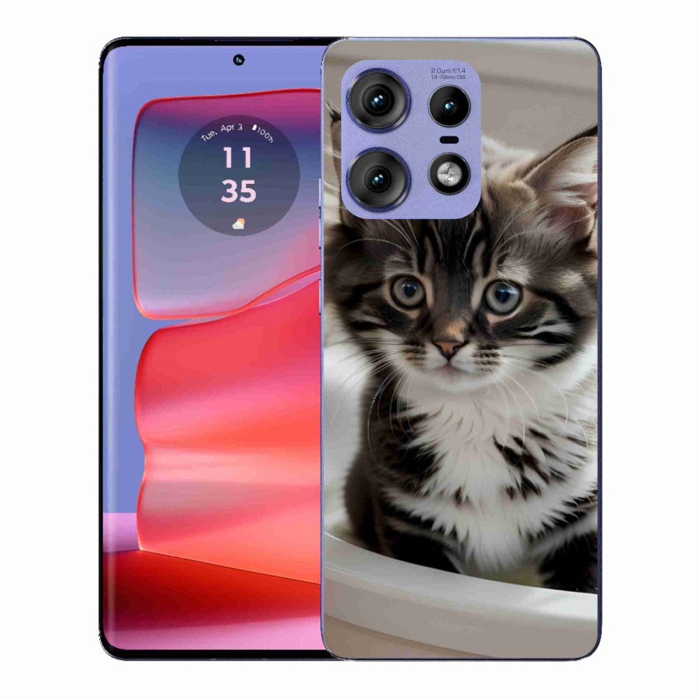 Gelový kryt mmCase na Motorola Edge 50 Pro - zvědavé kotě