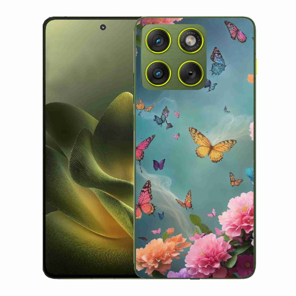 Gelový kryt mmCase na Motorola Edge 70 - barevné květy a motýli