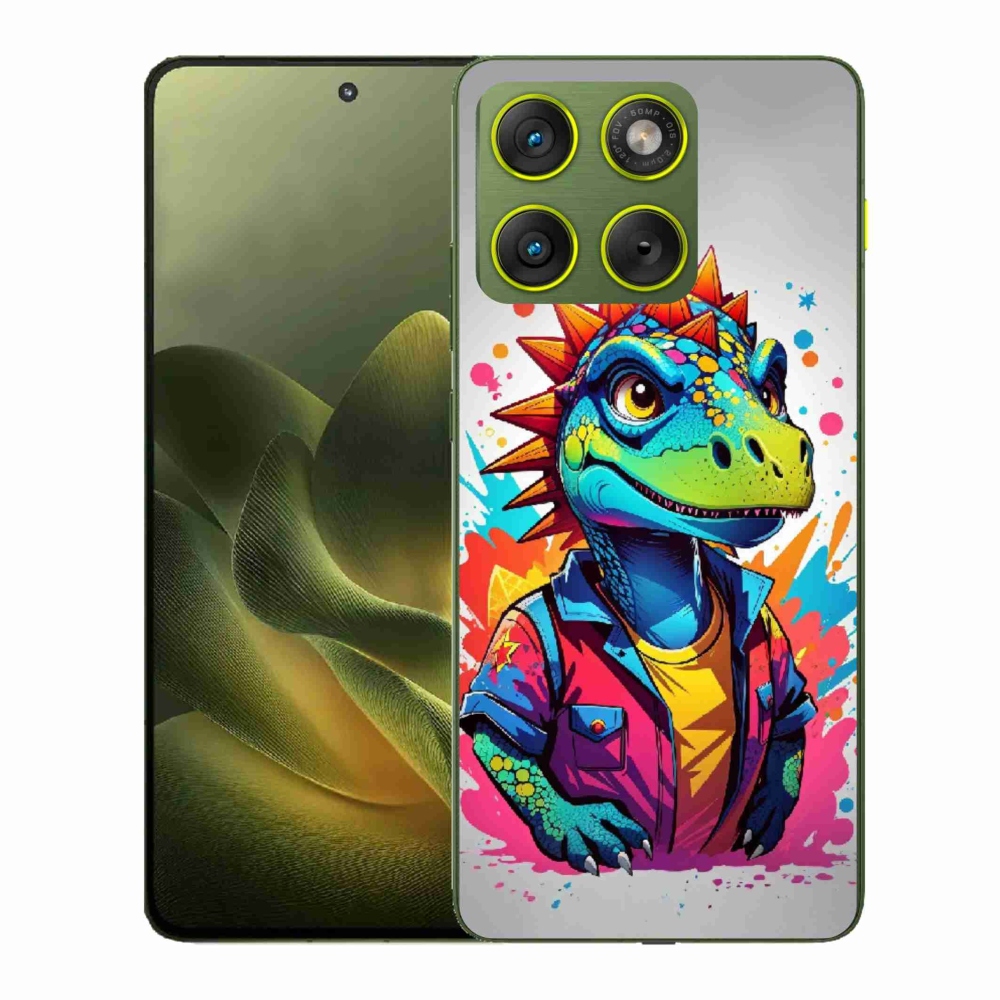 Gelový kryt mmCase na Motorola Edge 70 - barevný dinosaurus
