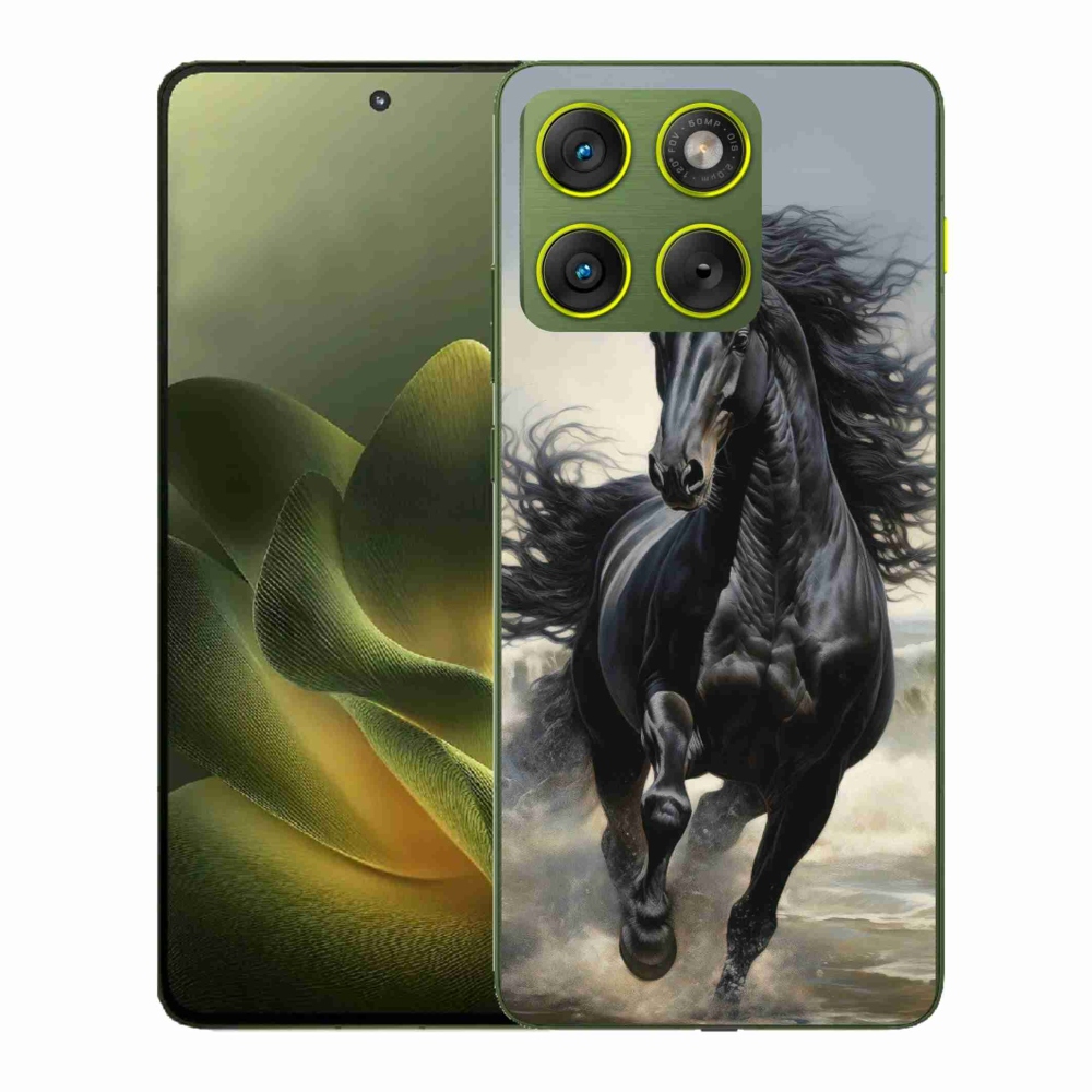 Gelový kryt mmCase na Motorola Edge 70 - běžící černý kůň