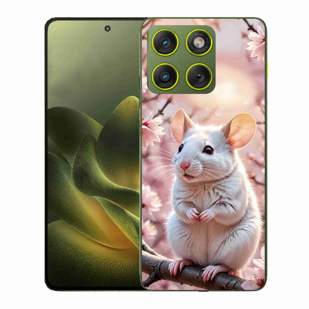 Gelový kryt mmCase na Motorola Edge 70 - bílá myš na větvi