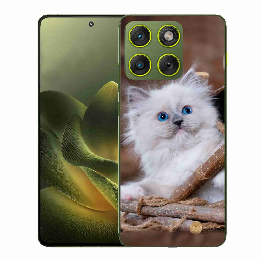 Gelový kryt mmCase na Motorola Edge 70 - bílé kotě