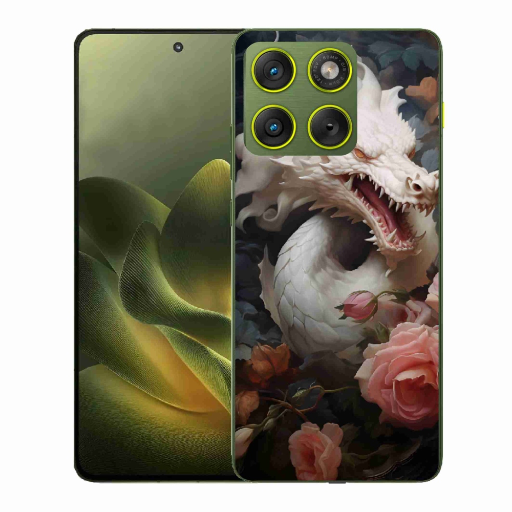 Gelový kryt mmCase na Motorola Edge 70 - bílý drak