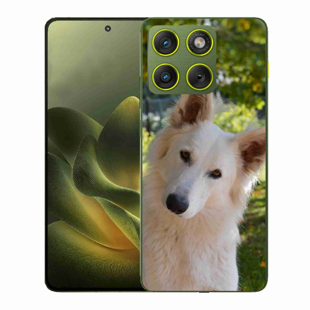 Gelový kryt mmCase na Motorola Edge 70 - bílý švýcarský ovčák 1