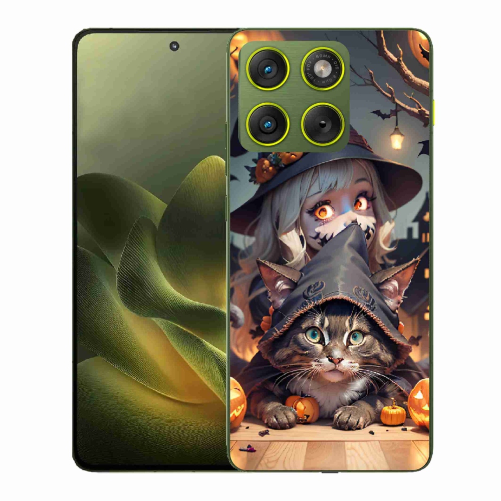Gelový kryt mmCase na Motorola Edge 70 - čarodějnice s kočkou