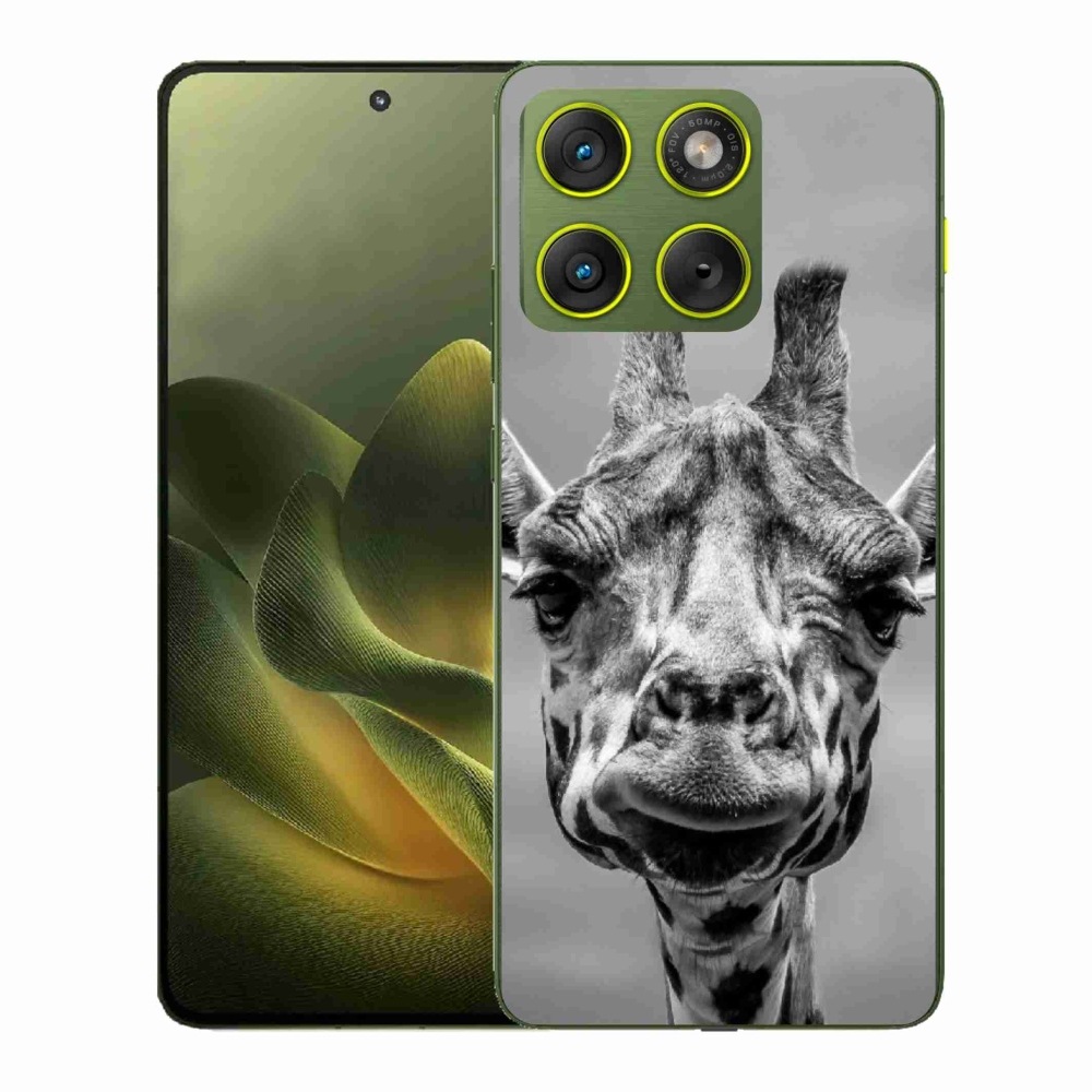 Gelový kryt mmCase na Motorola Edge 70 - černobílá žirafa