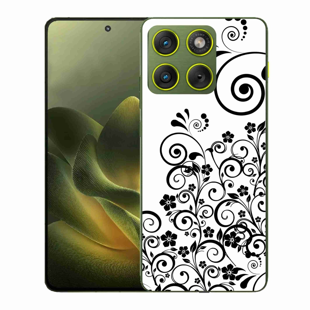 Gelový kryt mmCase na Motorola Edge 70 - černobílé květinové vzory
