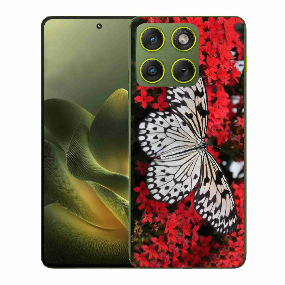 Gelový kryt mmCase na Motorola Edge 70 - černobílý motýl 1
