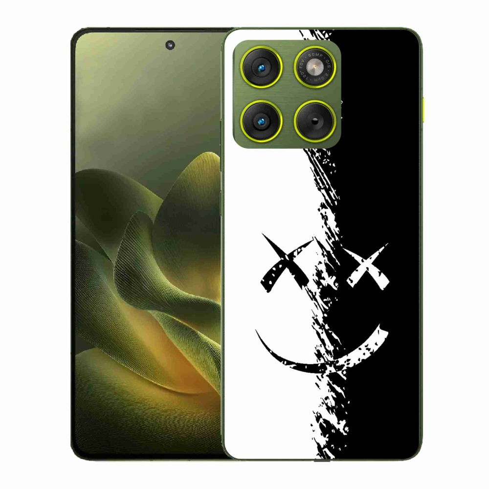 Gelový kryt mmCase na Motorola Edge 70 - černobílý smajlík