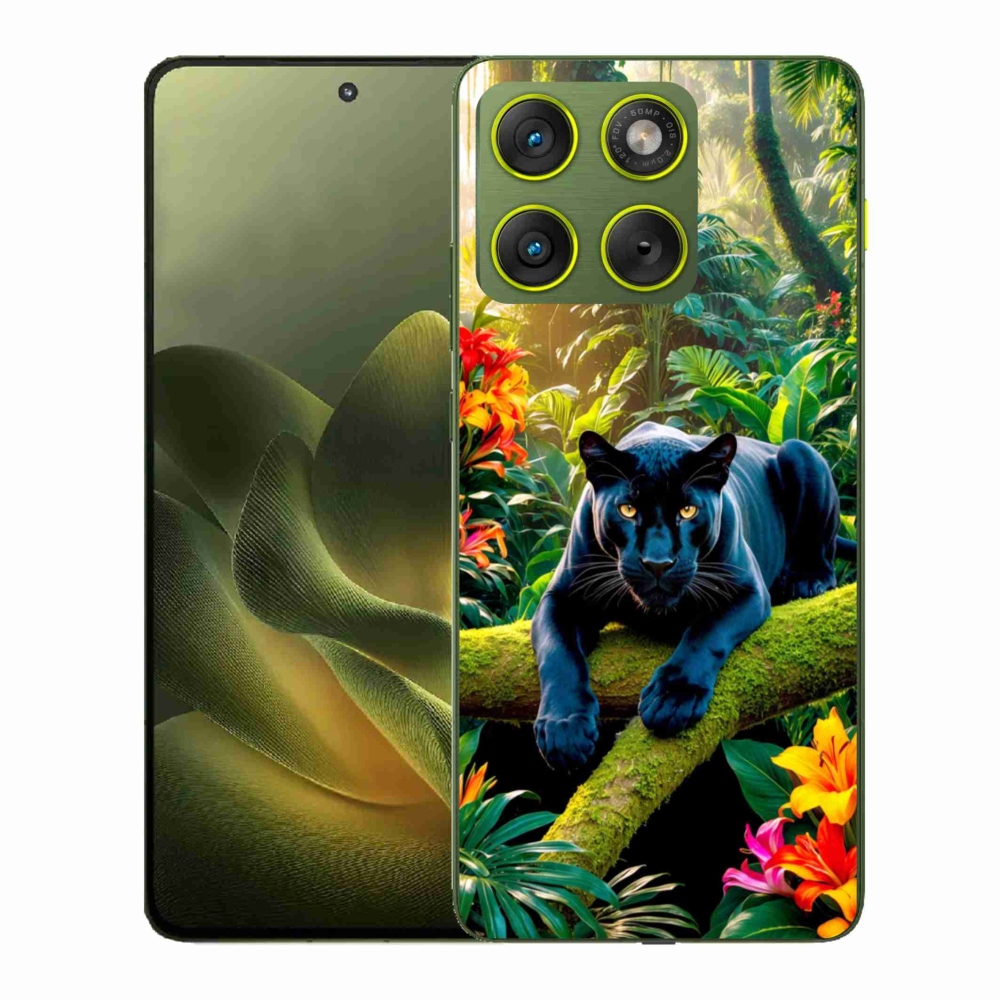 Gelový kryt mmCase na Motorola Edge 70 - černý panter v džungli