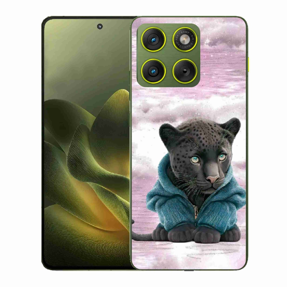 Gelový kryt mmCase na Motorola Edge 70 - černý panter ve svetru