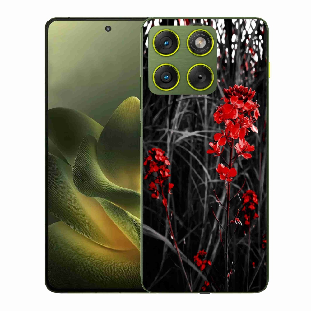 Gelový kryt mmCase na Motorola Edge 70 - červená rostlina