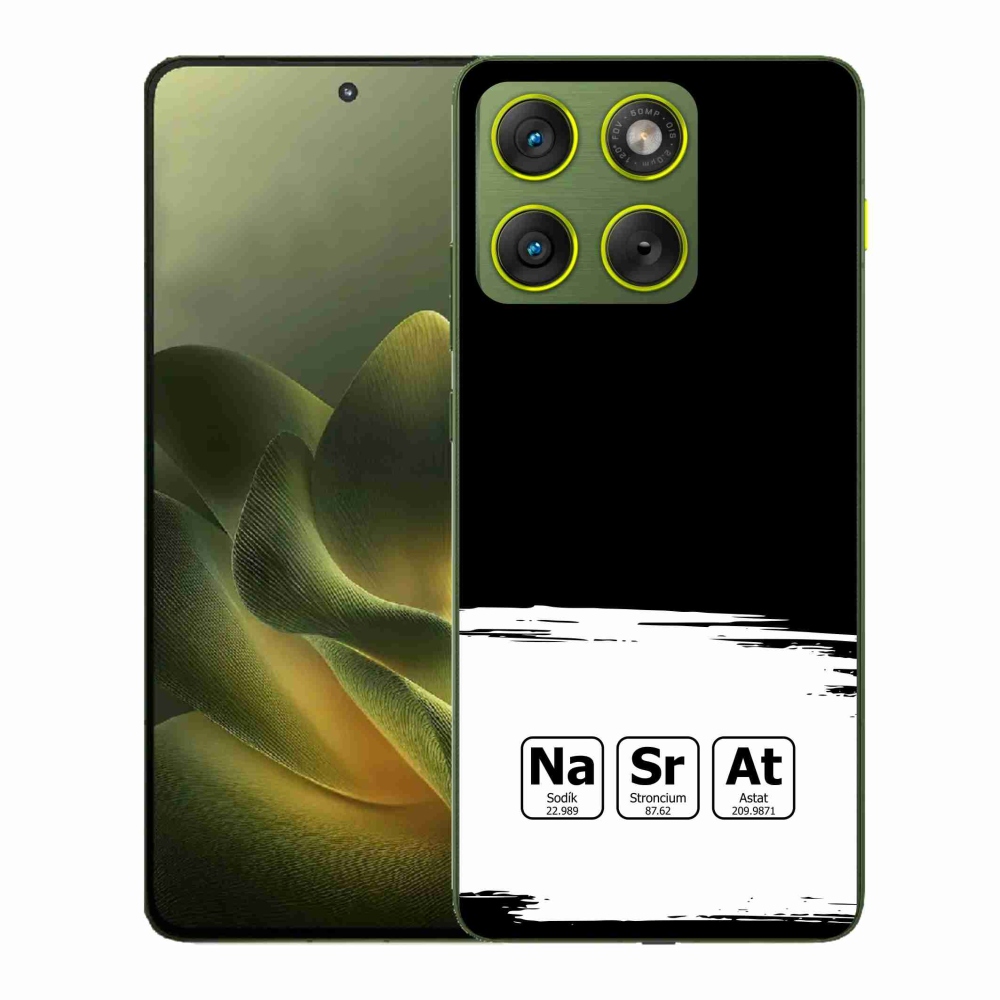 Gelový kryt mmCase na Motorola Edge 70 - chemické prvky bíločerné pozadí