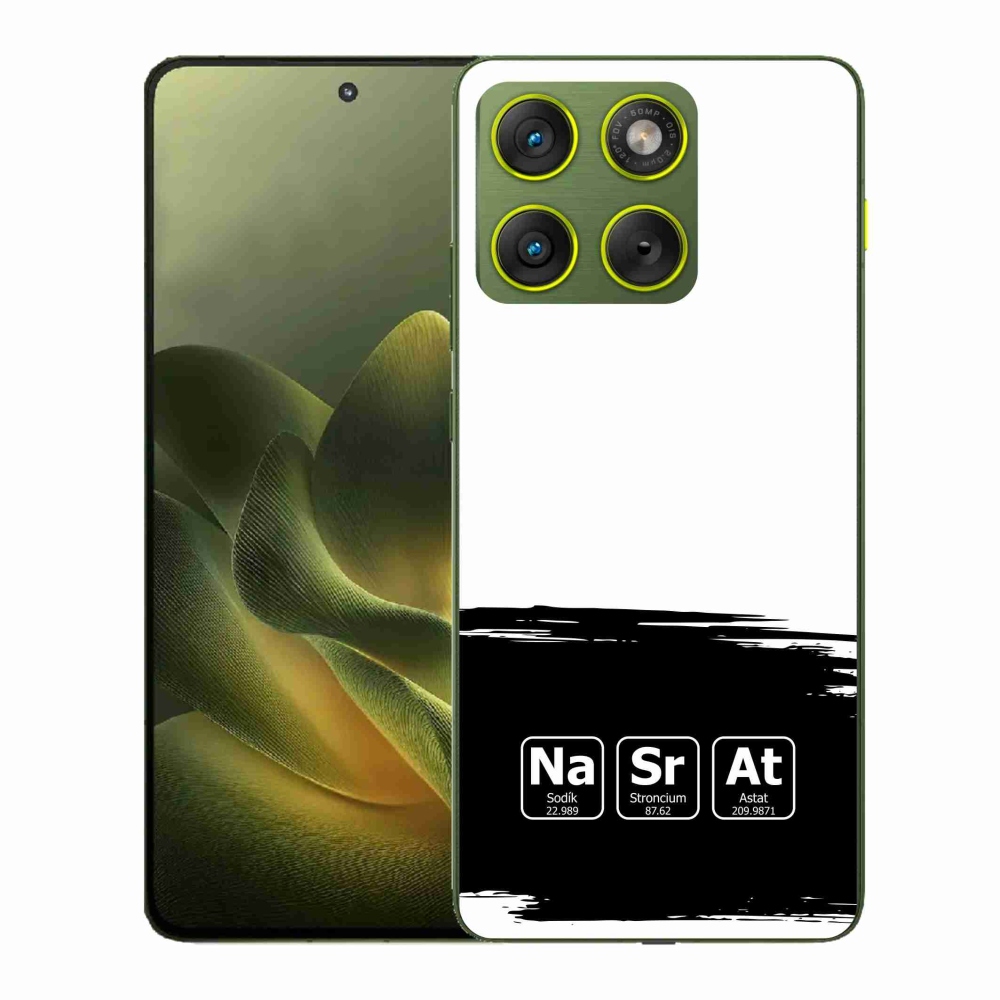 Gelový kryt mmCase na Motorola Edge 70 - chemické prvky černobílé pozadí