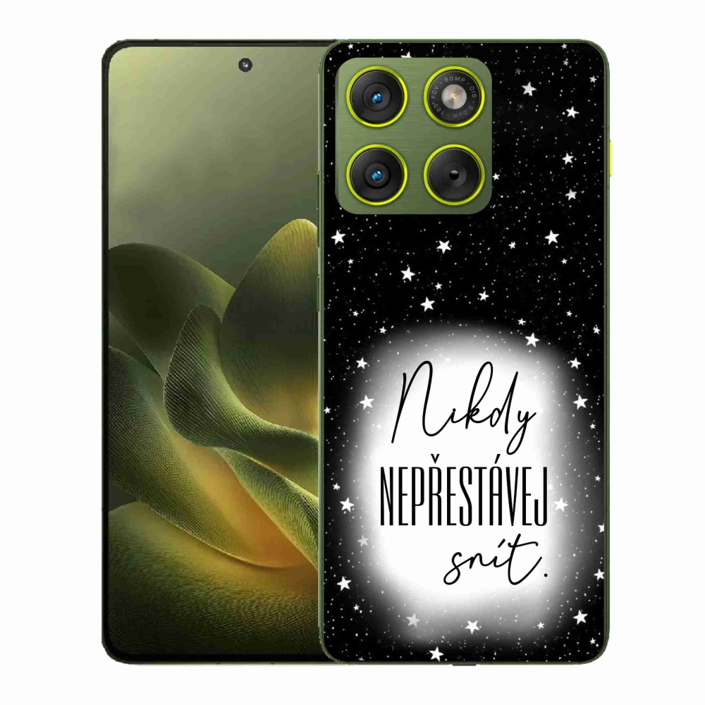 Gelový kryt mmCase na Motorola Edge 70 - citát 1 bíločerné pozadí