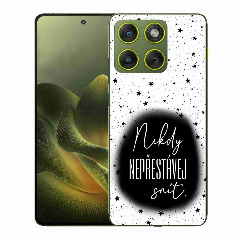Gelový kryt mmCase na Motorola Edge 70 - citát 1 černobílé pozadí