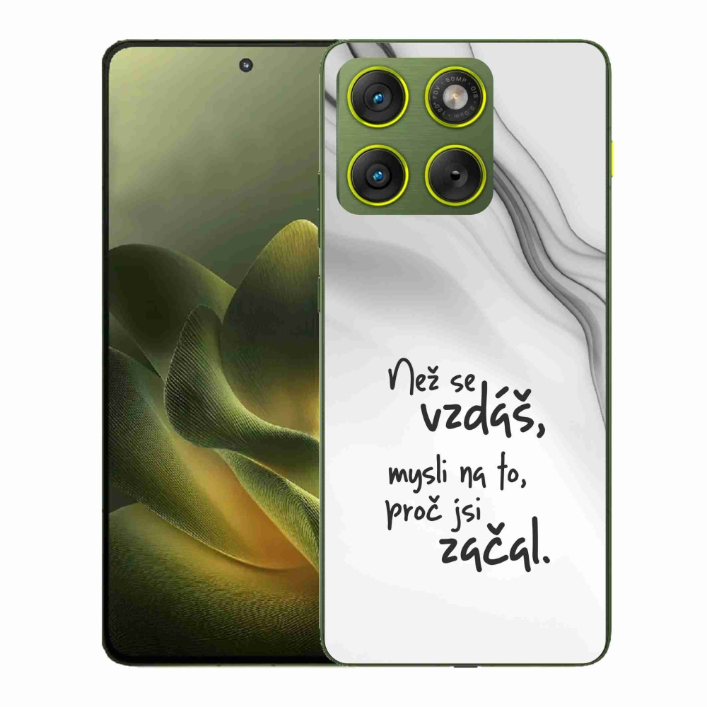 Gelový kryt mmCase na Motorola Edge 70 - citát 2 bílé pozadí