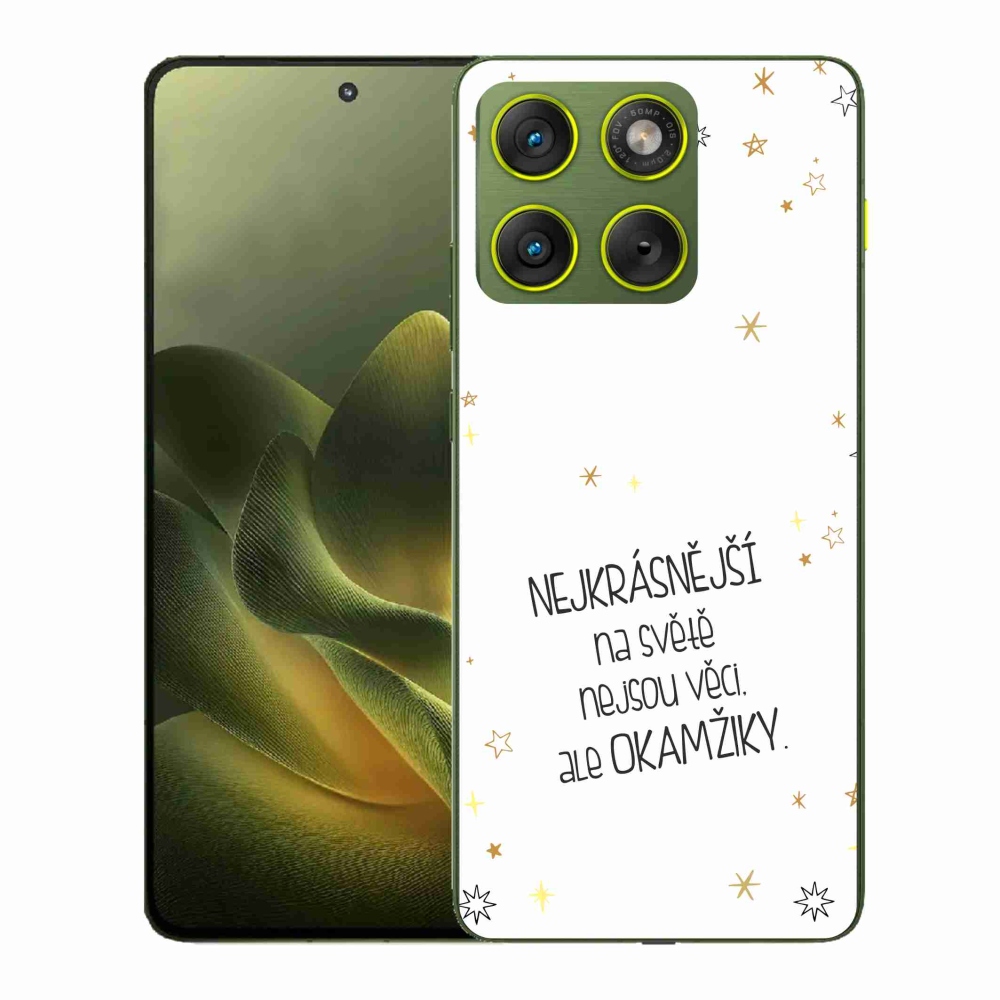 Gelový kryt mmCase na Motorola Edge 70 - citát 4 bílé pozadí