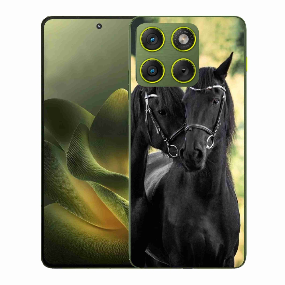 Gelový kryt mmCase na Motorola Edge 70 - dva černí koně