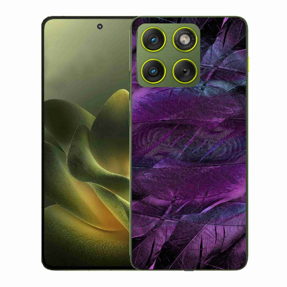 Gelový kryt mmCase na Motorola Edge 70 - fialová pírka