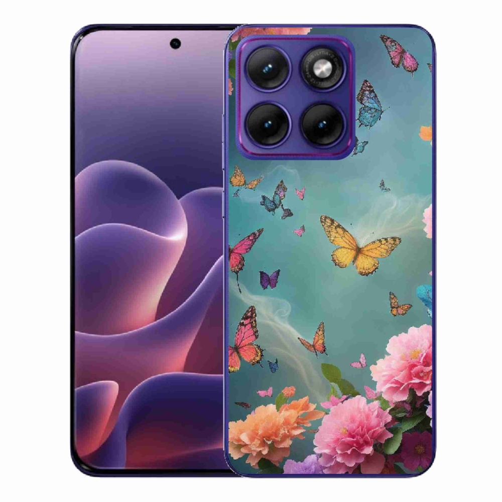 Gelový kryt mmCase na Motorola Edge 70 Fusion - barevné květy a motýli