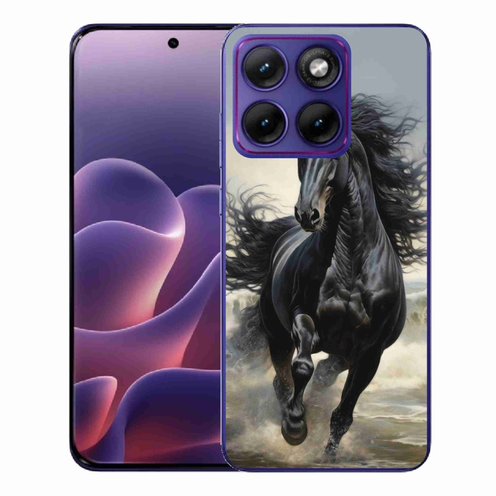 Gelový kryt mmCase na Motorola Edge 70 Fusion - běžící černý kůň