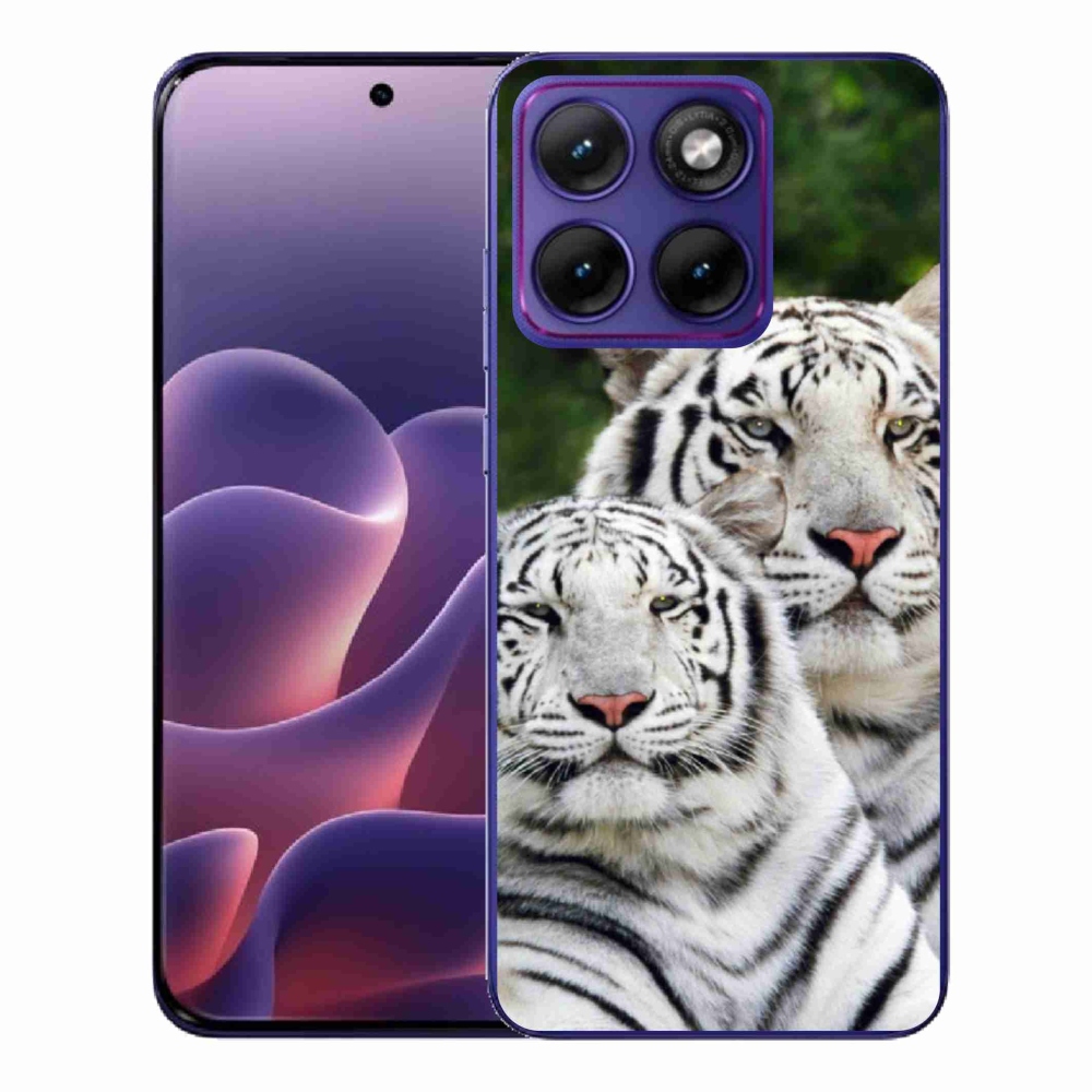 Gelový kryt mmCase na Motorola Edge 70 Fusion - bílí tygři