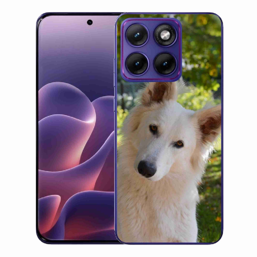 Gelový kryt mmCase na Motorola Edge 70 Fusion - bílý švýcarský ovčák 1
