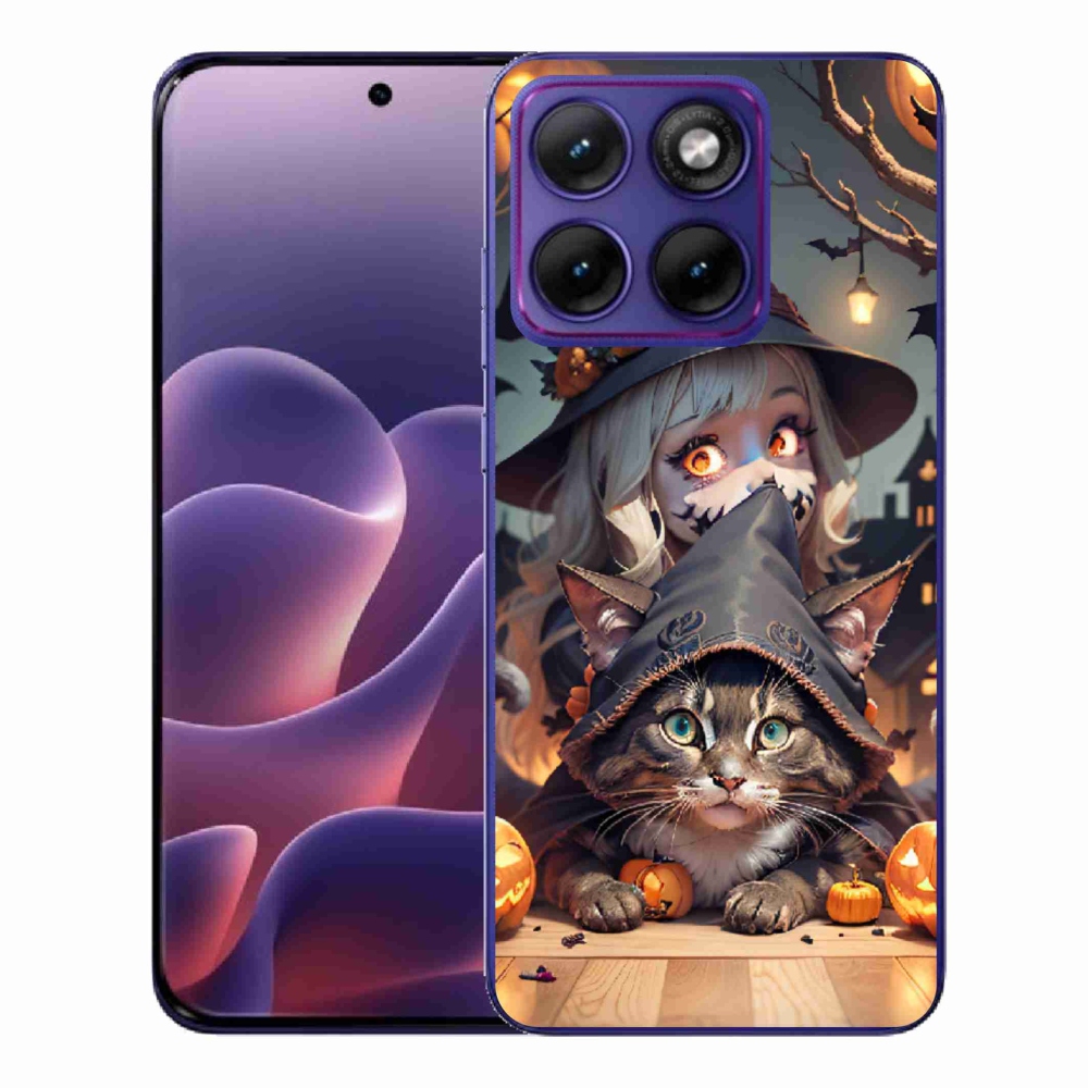 Gelový kryt mmCase na Motorola Edge 70 Fusion - čarodějnice s kočkou