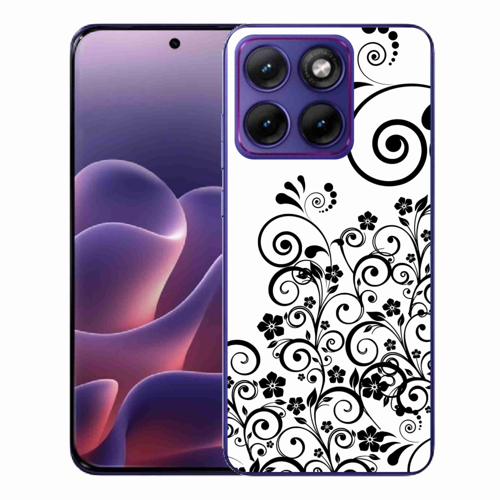 Gelový kryt mmCase na Motorola Edge 70 Fusion - černobílé květinové vzory