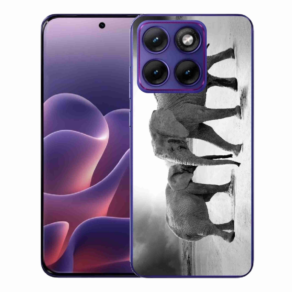 Gelový kryt mmCase na Motorola Edge 70 Fusion - černobílí sloni