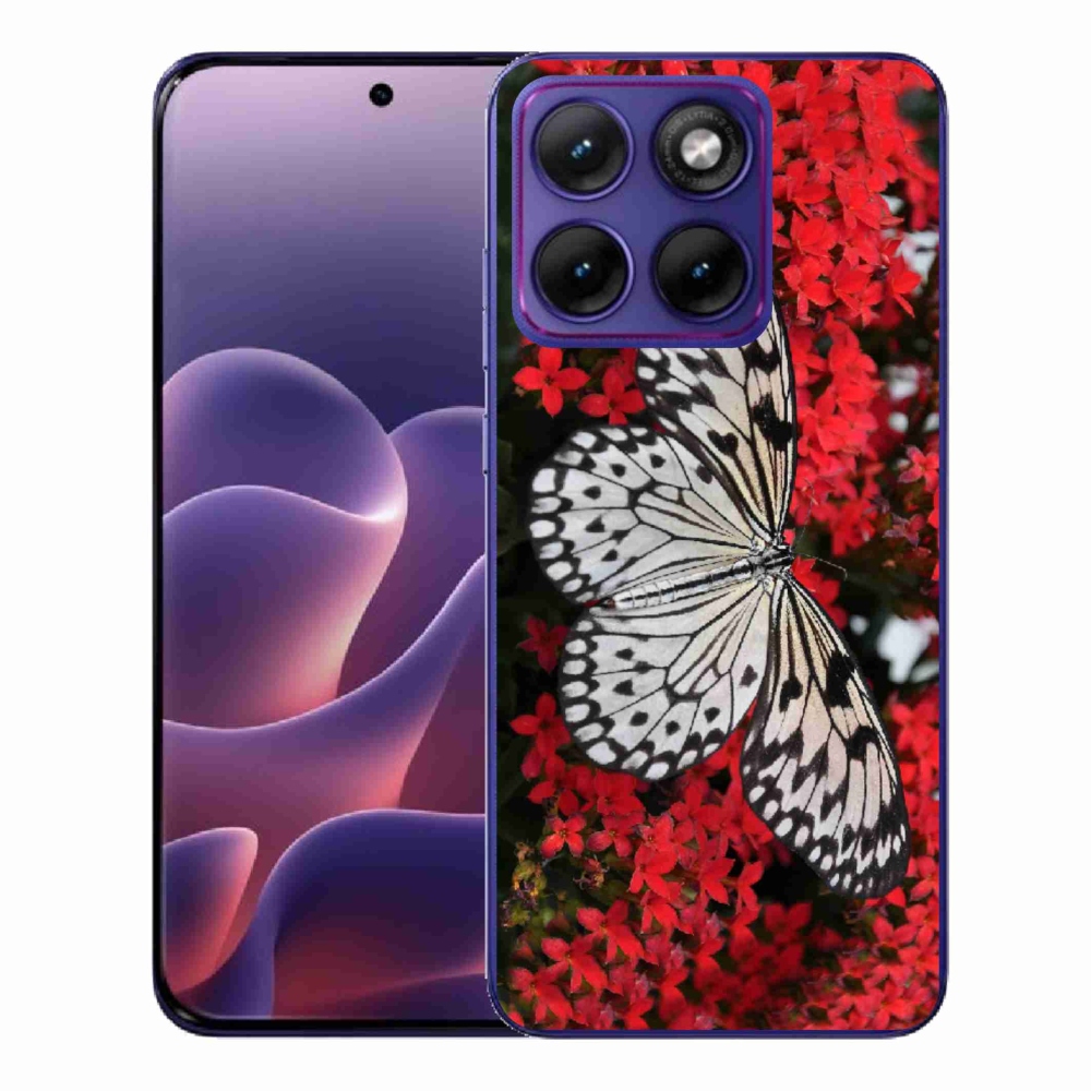 Gelový kryt mmCase na Motorola Edge 70 Fusion - černobílý motýl 1