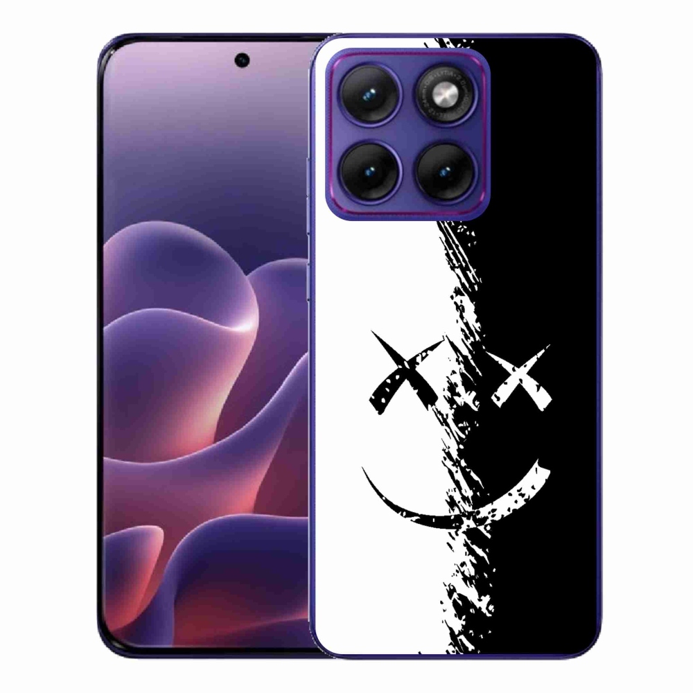 Gelový kryt mmCase na Motorola Edge 70 Fusion - černobílý smajlík