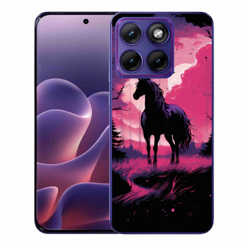 Gelový kryt mmCase na Motorola Edge 70 Fusion - černý kreslený kůň 1
