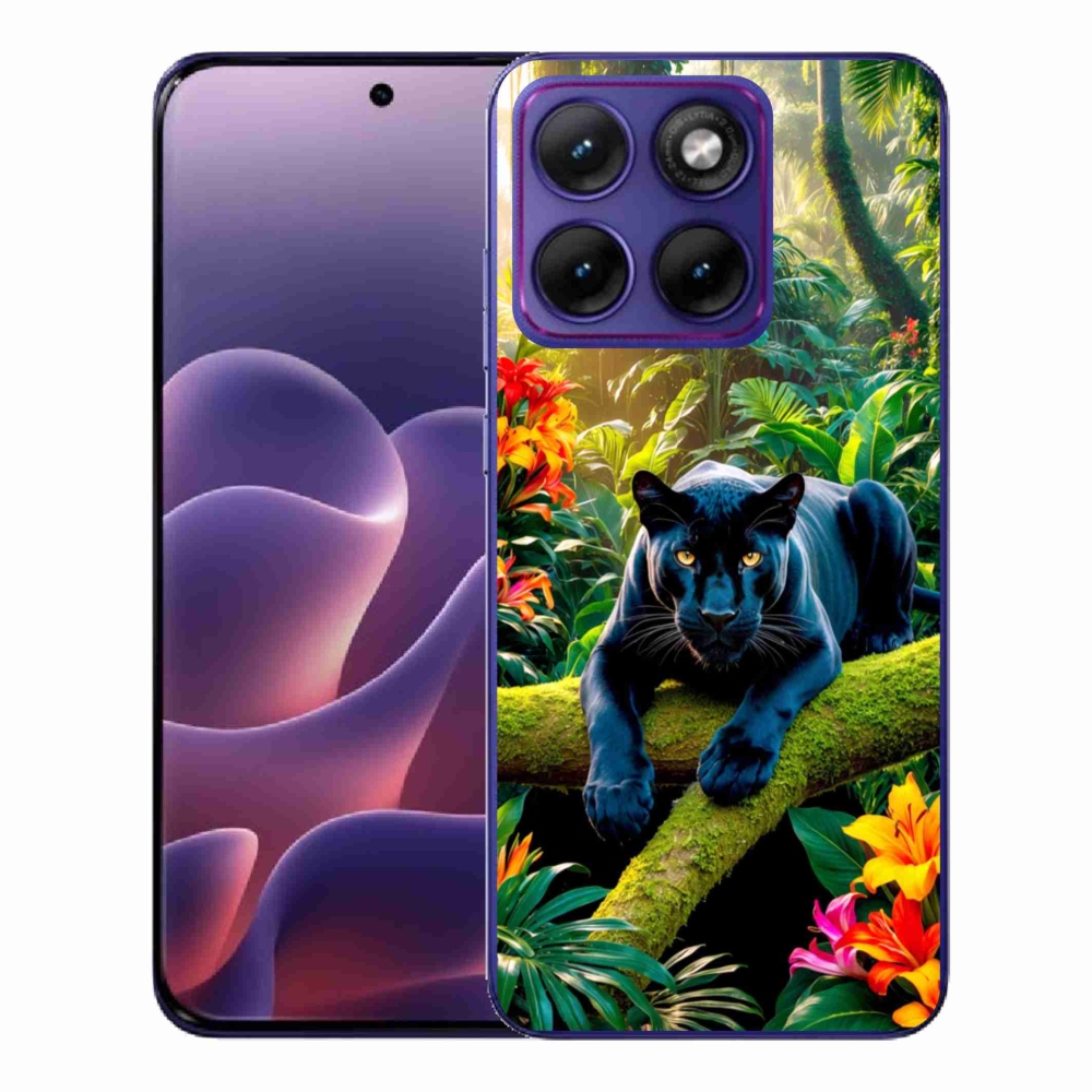 Gelový kryt mmCase na Motorola Edge 70 Fusion - černý panter v džungli
