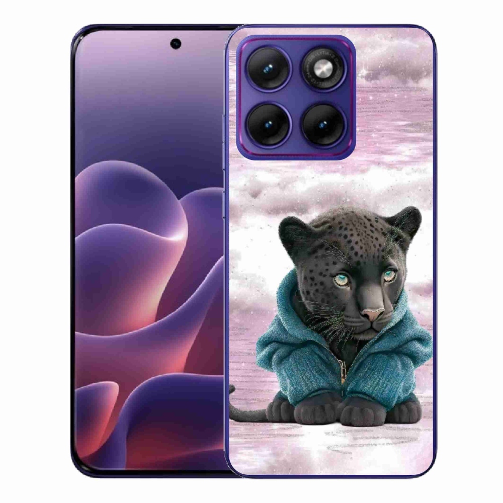 Gelový kryt mmCase na Motorola Edge 70 Fusion - černý panter ve svetru