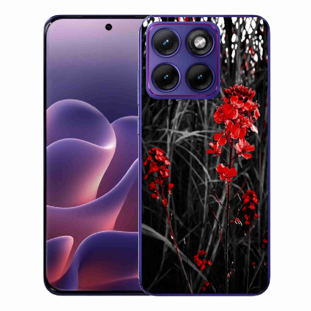Gelový kryt mmCase na Motorola Edge 70 Fusion - červená rostlina