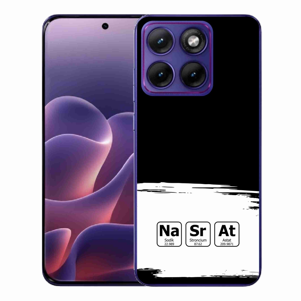 Gelový kryt mmCase na Motorola Edge 70 Fusion - chemické prvky bíločerné pozadí