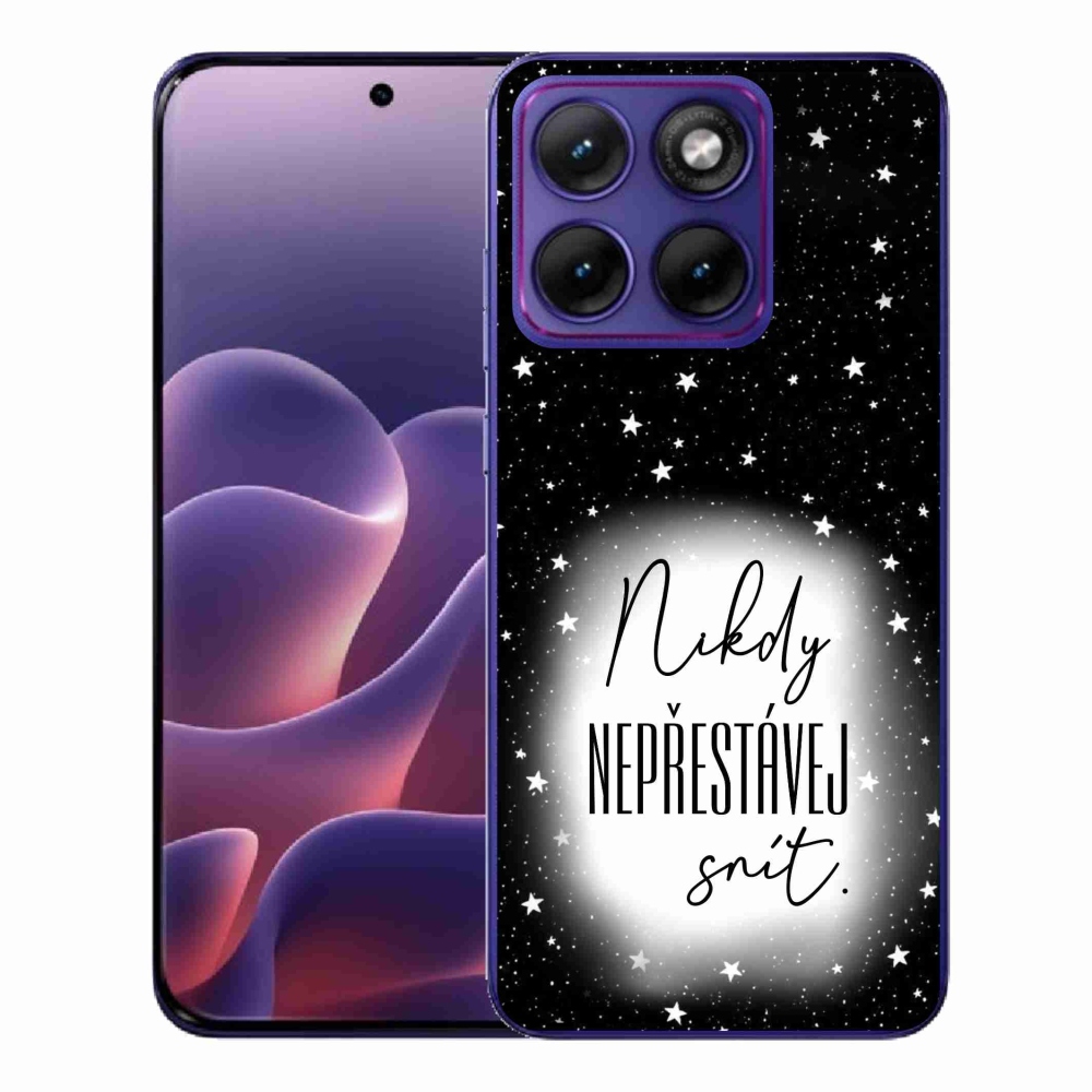 Gelový kryt mmCase na Motorola Edge 70 Fusion - citát 1 bíločerné pozadí