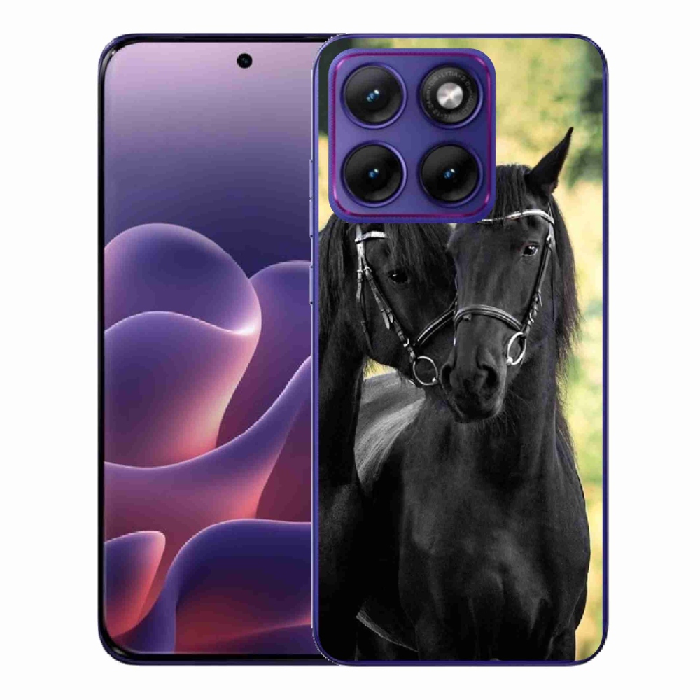 Gelový kryt mmCase na Motorola Edge 70 Fusion - dva černí koně