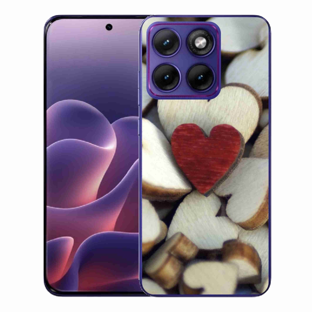 Gelový kryt mmCase na Motorola Edge 70 Fusion - gravírované červené srdce 