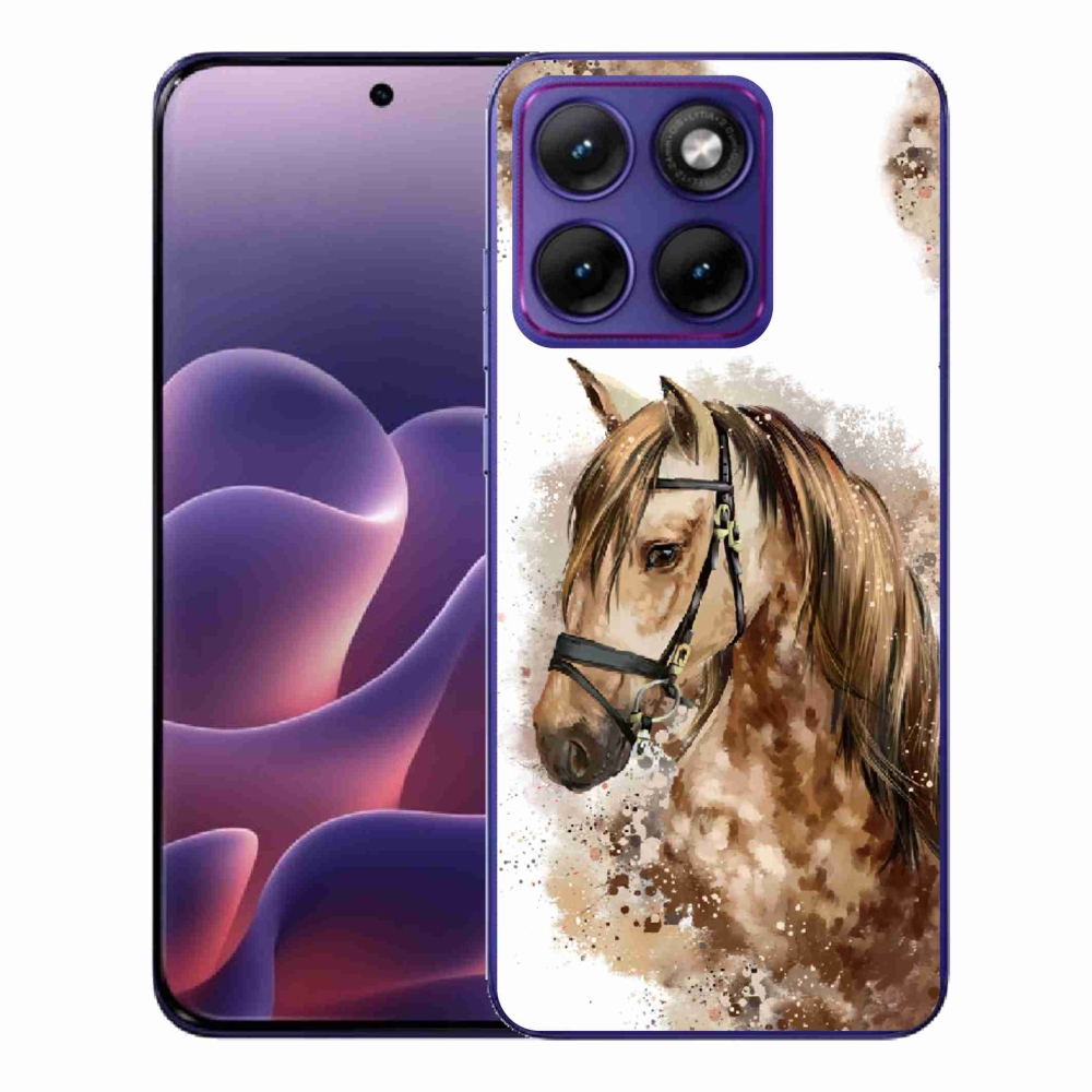 Gelový kryt mmCase na Motorola Edge 70 Fusion - hnědý kreslený kůň