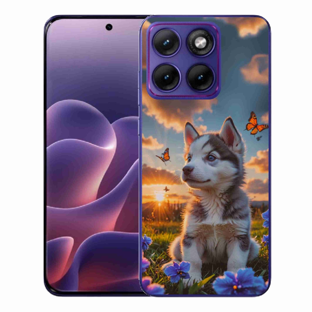 Gelový kryt mmCase na Motorola Edge 70 Fusion - husky při západu slunce